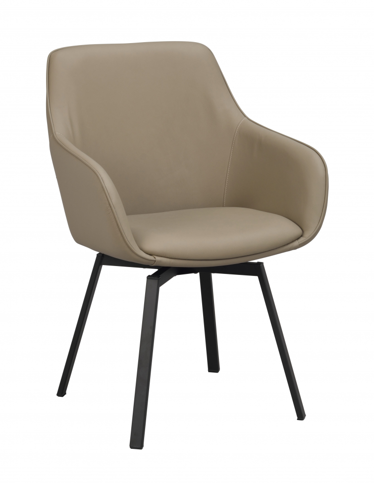 Fauteuil 'Alison' Cuir - Beige/noir