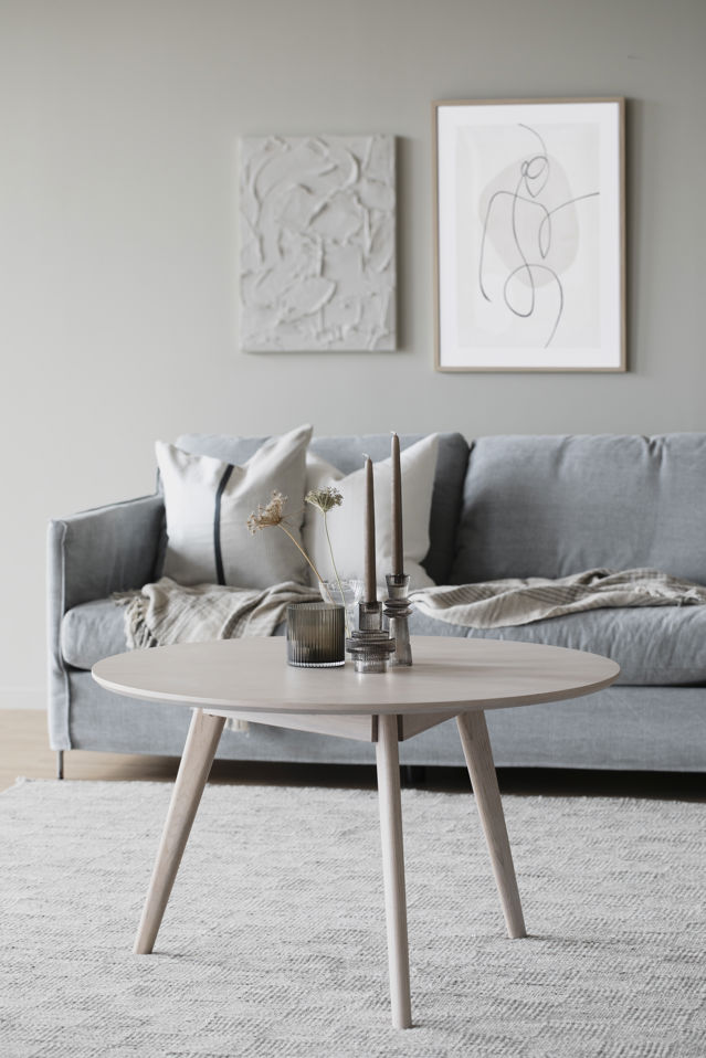 Table basse 'Yumi' Ronde 90cm - Chêne blanchi