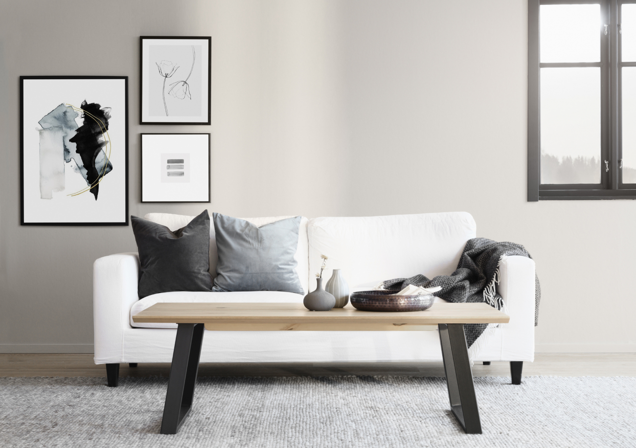 Table basse 'Melville' 140x65cm - Chêne blanchi/Noir