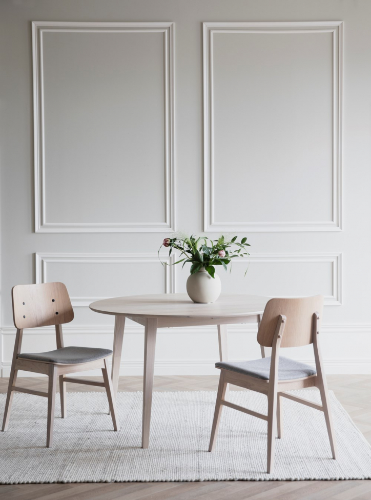 Chaise 'Nagano' - Chêne blanchi/L gris clair