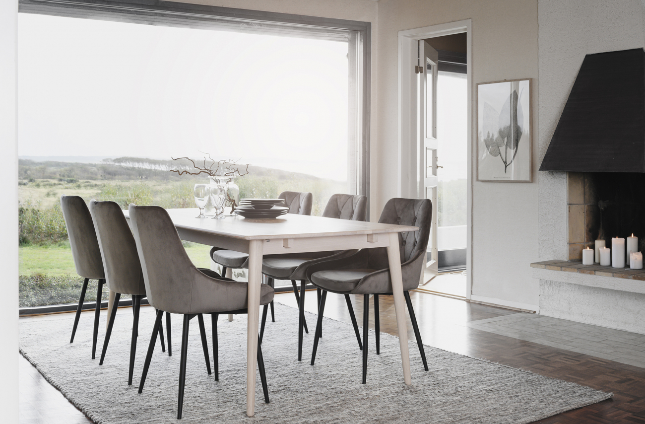 Table à manger 'Tyler' 180x90cm - Chêne blanchi