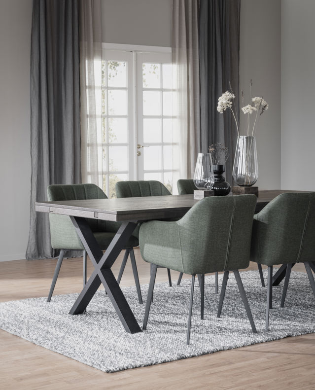 Table à manger 'Brooklyn' 170x95cm - Brun foncé/X-pieds