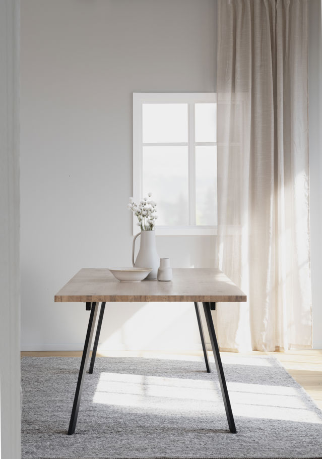 Table à manger 'Winnipeg' 200x100cm - Pigmenté en blanc/ Noir