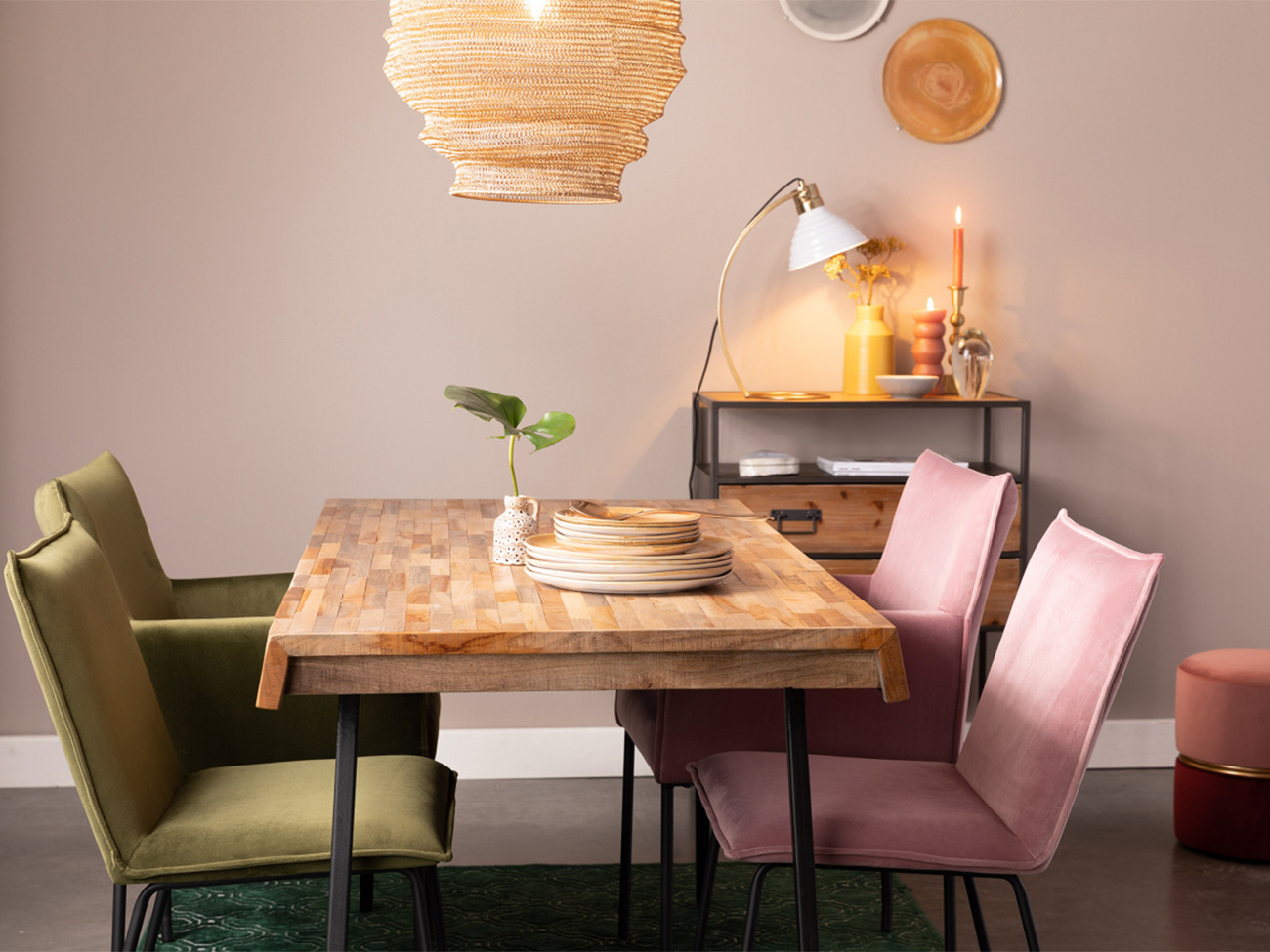 Fauteuil 'Dion' - Velours/Rose