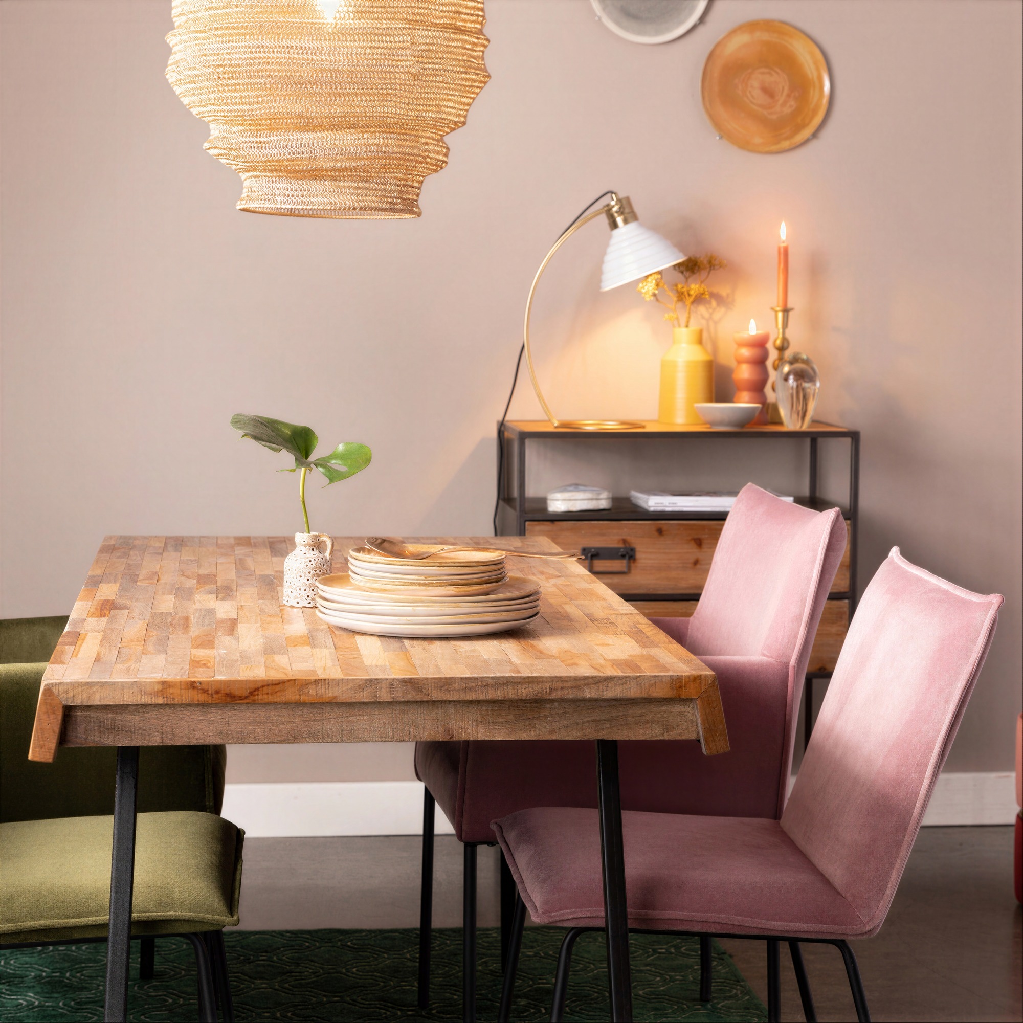 Fauteuil 'Dion' - Velours/Rose