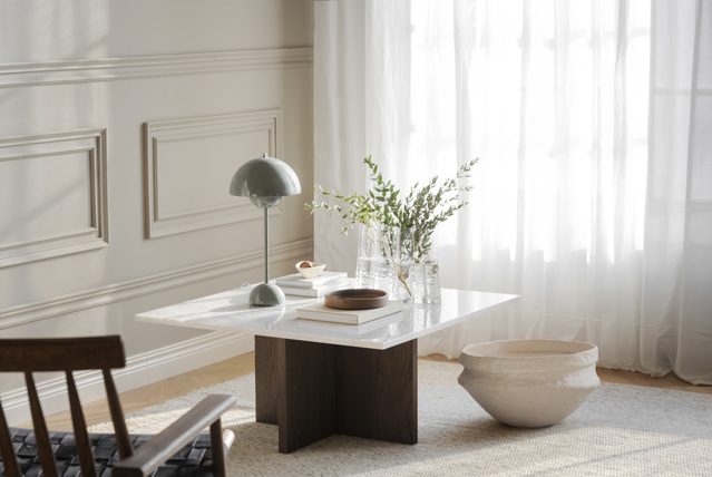 Table basse 'Brooksville' 90x90cm - Blanc/Brun