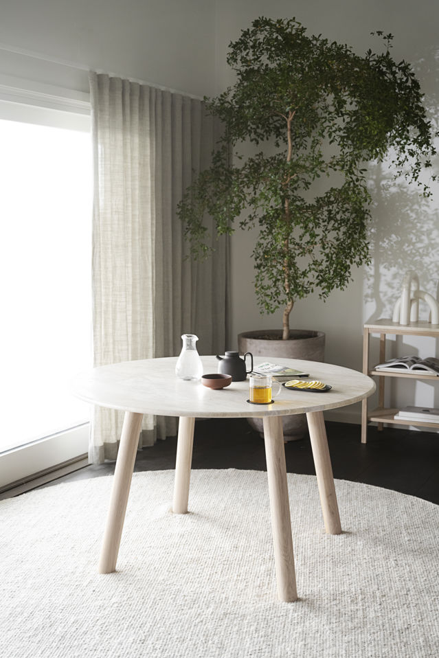 Table à manger 'Taransay' Ronde 125cm - Beige/Blanc pigmenté