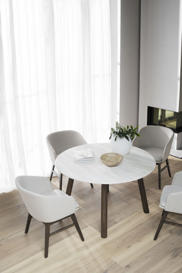 Table à manger 'Taransay' Ronde 125cm - Beige/Brun