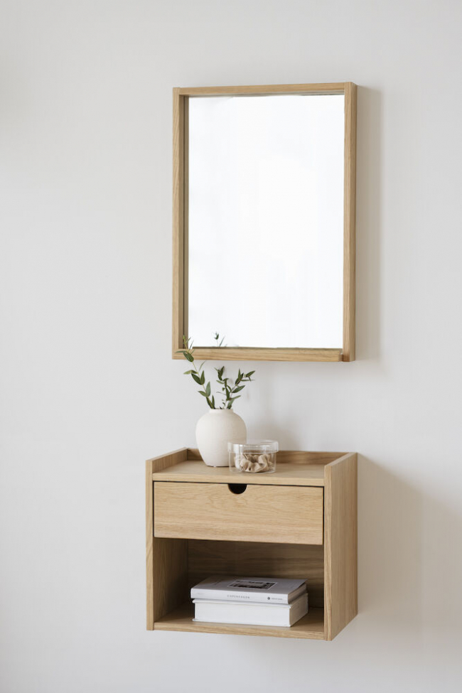 Table de chevet/Étagère murale 'Hillmond' - Chêne