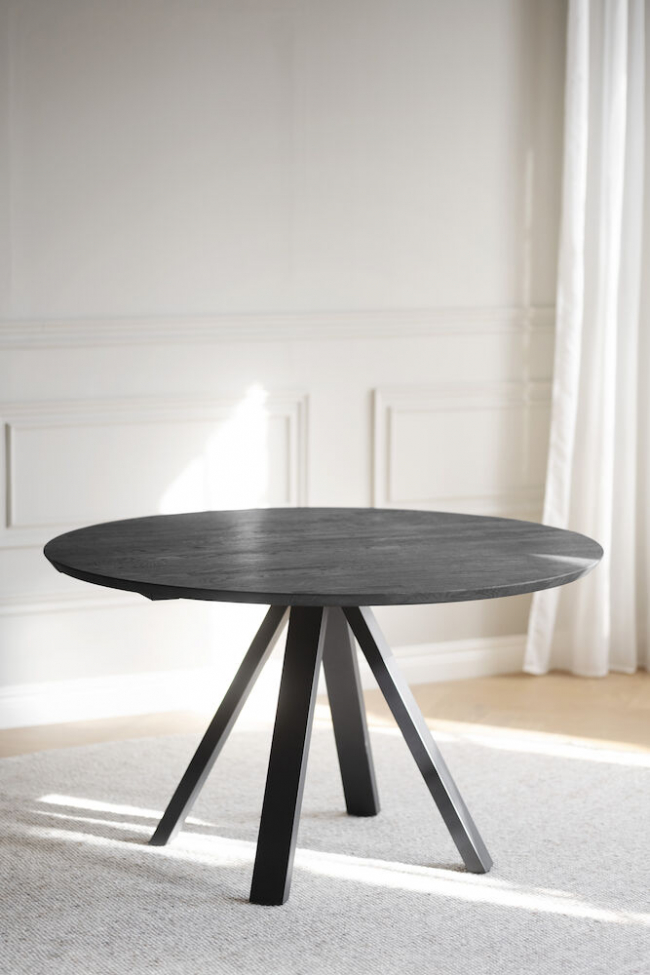 Table à manger 'Carradale' Ronde 130cm - Noir / Pieds en V