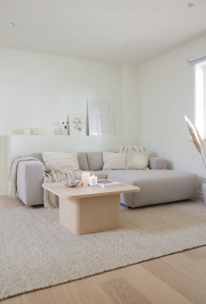 Canap&eacute; 3 places 'Willard' avec m&eacute;ridienne H - Beige clair