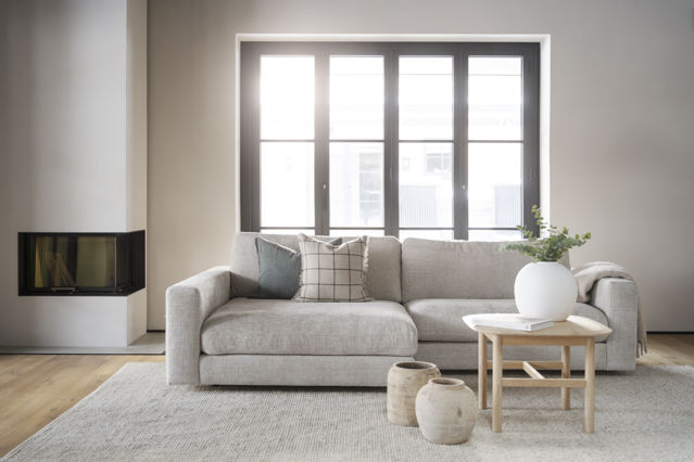 Canapé 3 places 'Duncan' Chaiselongue V - Gris clair