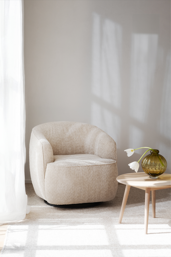 Fauteuil 'Dermot' pivotant - Beige clair