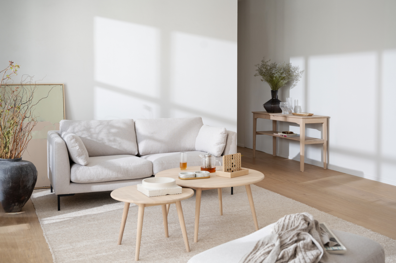 Table basse 'Tompkins' ronde Ø60 - Chêne blanchi