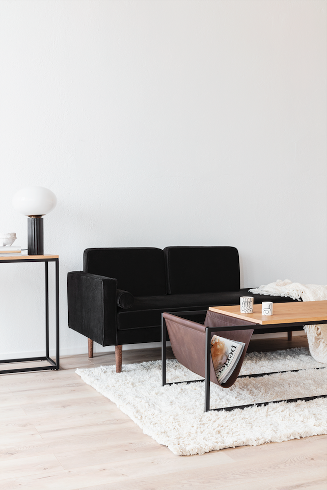 Table basse avec porte-revues 'Ylva' - Naturel/Noir