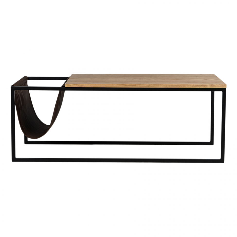 Table basse avec porte-revues 'Ylva' - Naturel/Noir