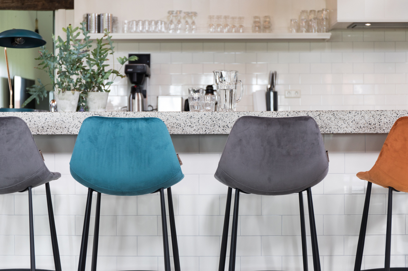 Tabouret 'Franky' S - Pétrole/Velours