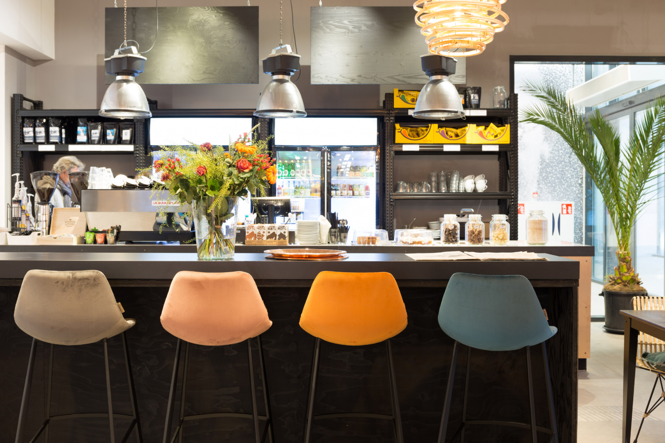 Tabouret 'Franky' L - Gris/Velours