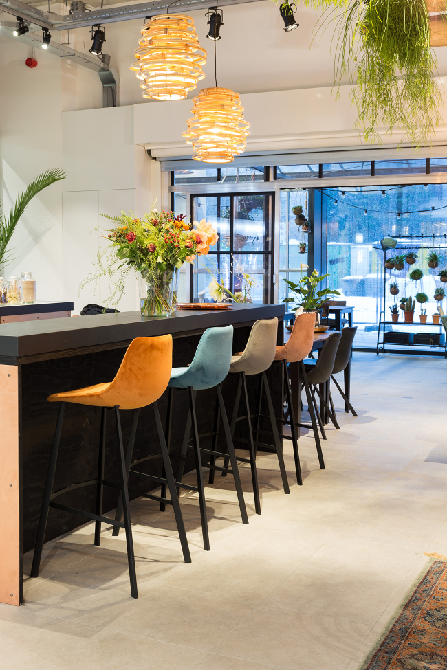 Tabouret 'Franky' L - Gris/Velours