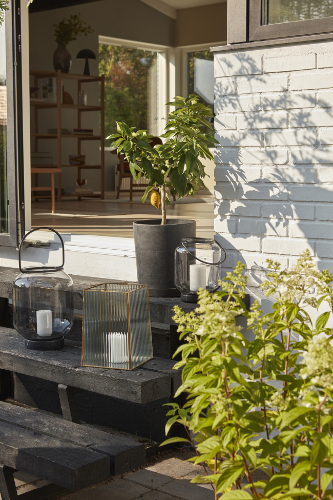 Lanterne 2-pack 'Ripple' - Laiton/Vitre