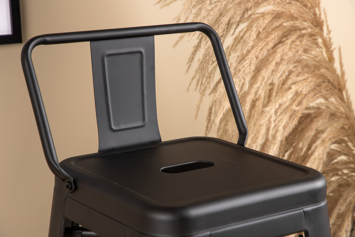 Tabouret de bar 'Barents' - Noir avec dossier