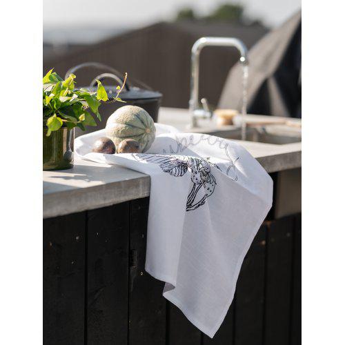 Torchon 'Strawberry' 47x70 - Blanc