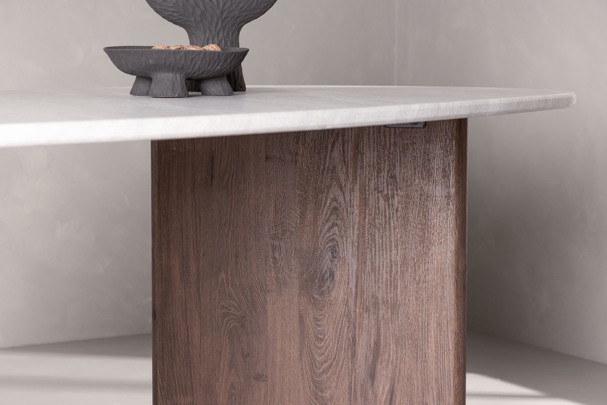 Table à manger 'Grums' 180x90cm - Brun/Marmore