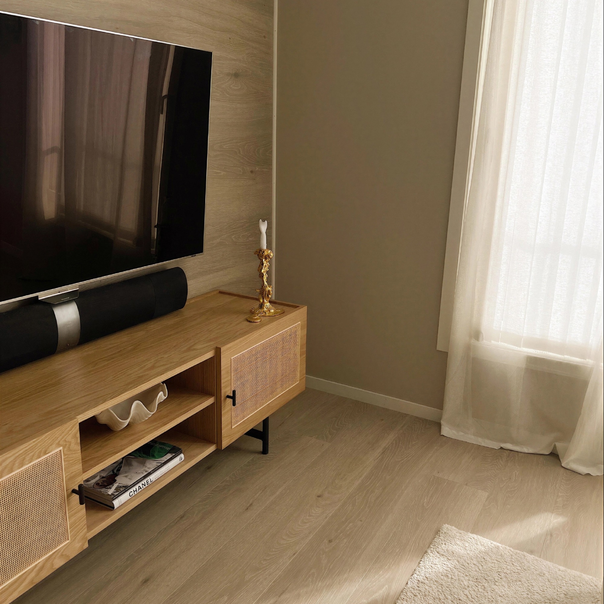 Meuble TV 'Stil' - Naturel/Noir