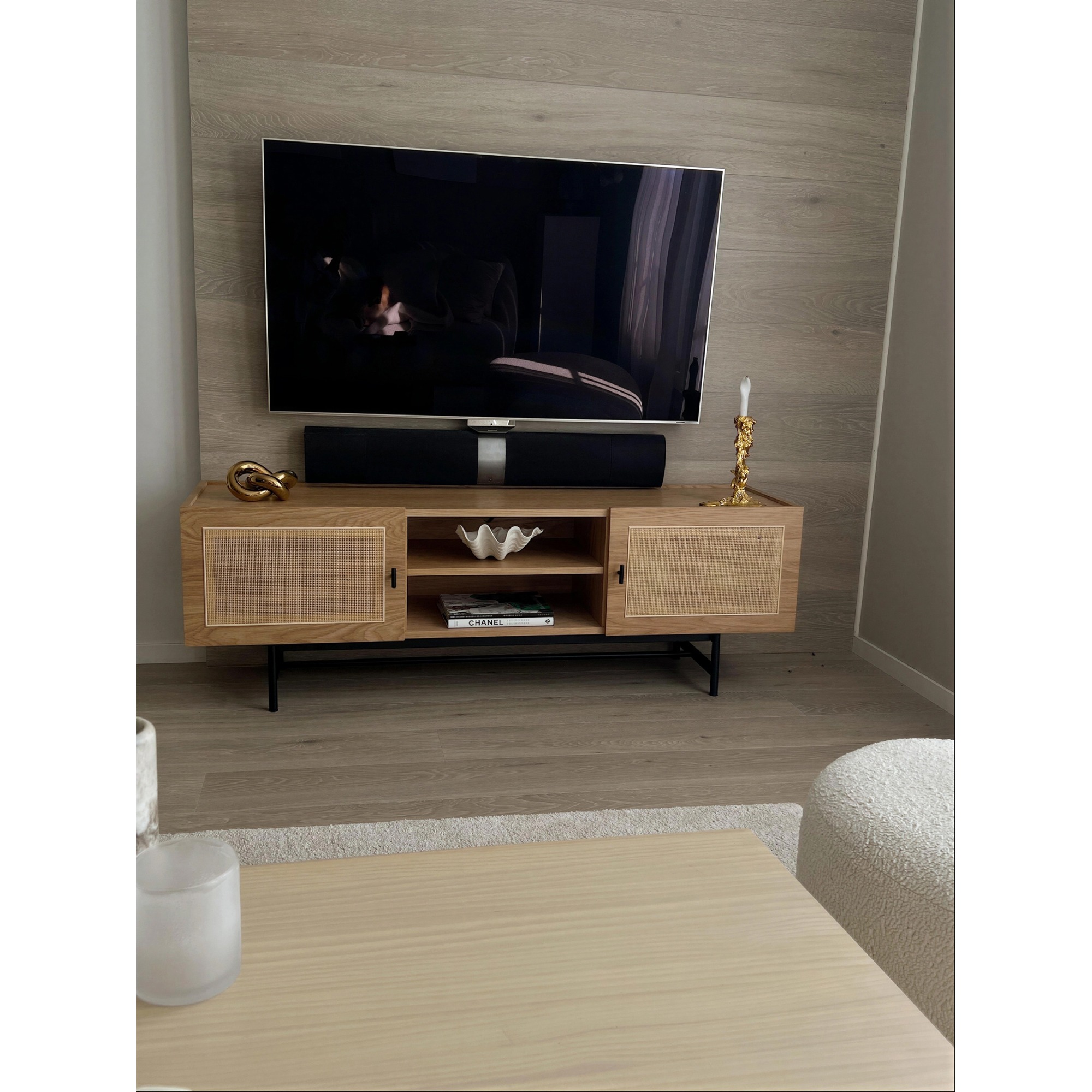 Meuble TV 'Stil' - Naturel/Noir