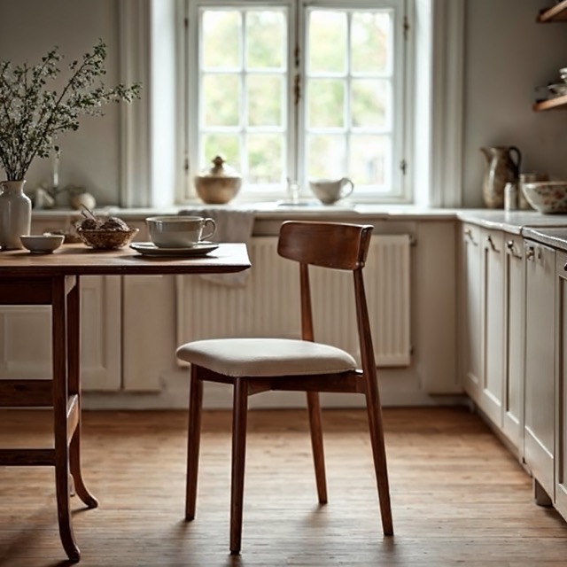 Chaise 'Ystad' - Noyer/beige