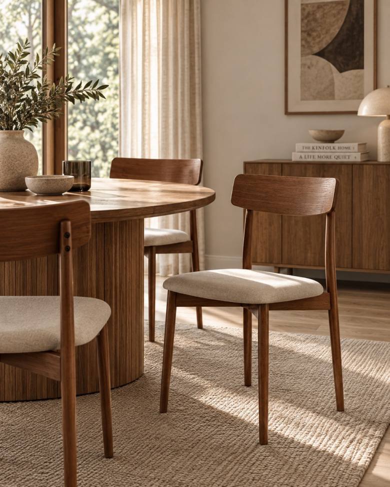 Chaise 'Ystad' - Noyer/beige