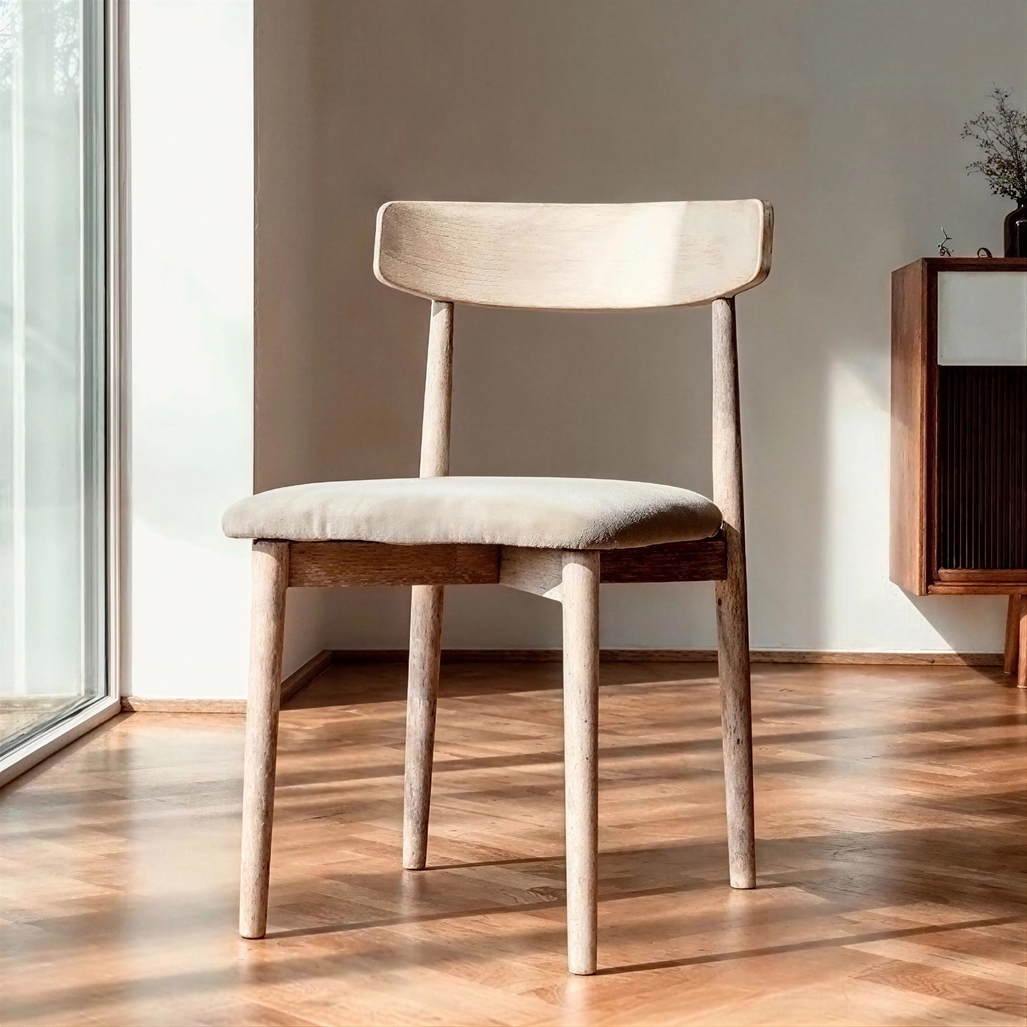 Chaise 'Ystad' - Chêne blanc/Beige