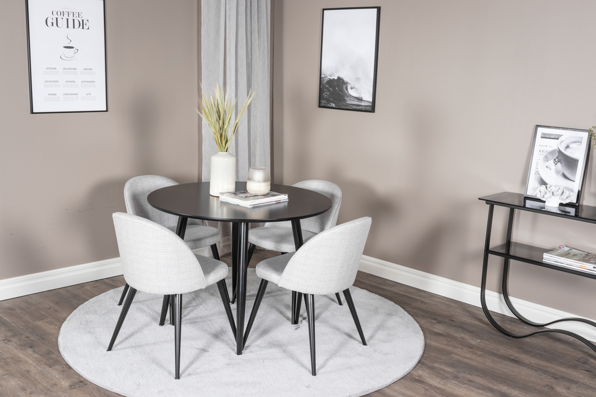 Chaise 'Elverum' - Gris clair/Noir