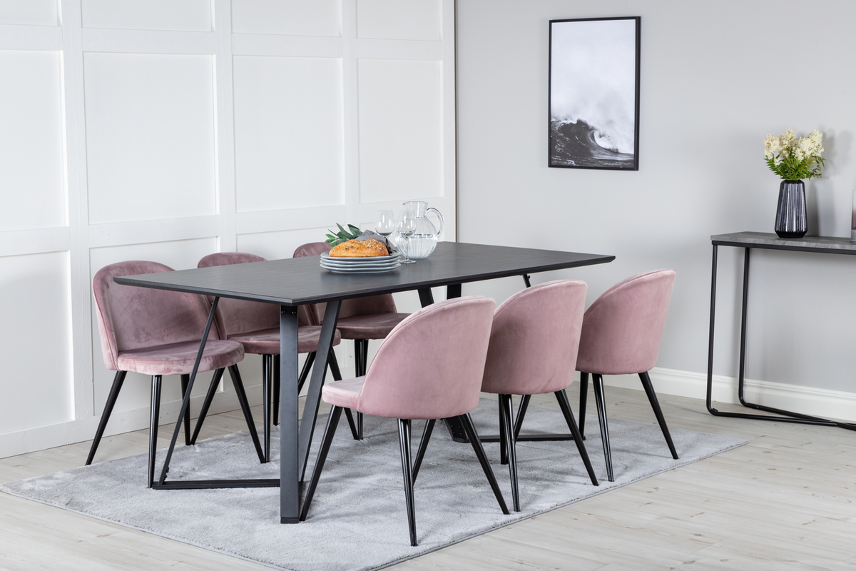 Chaise 'Elverum' - Rose ancien/Noir