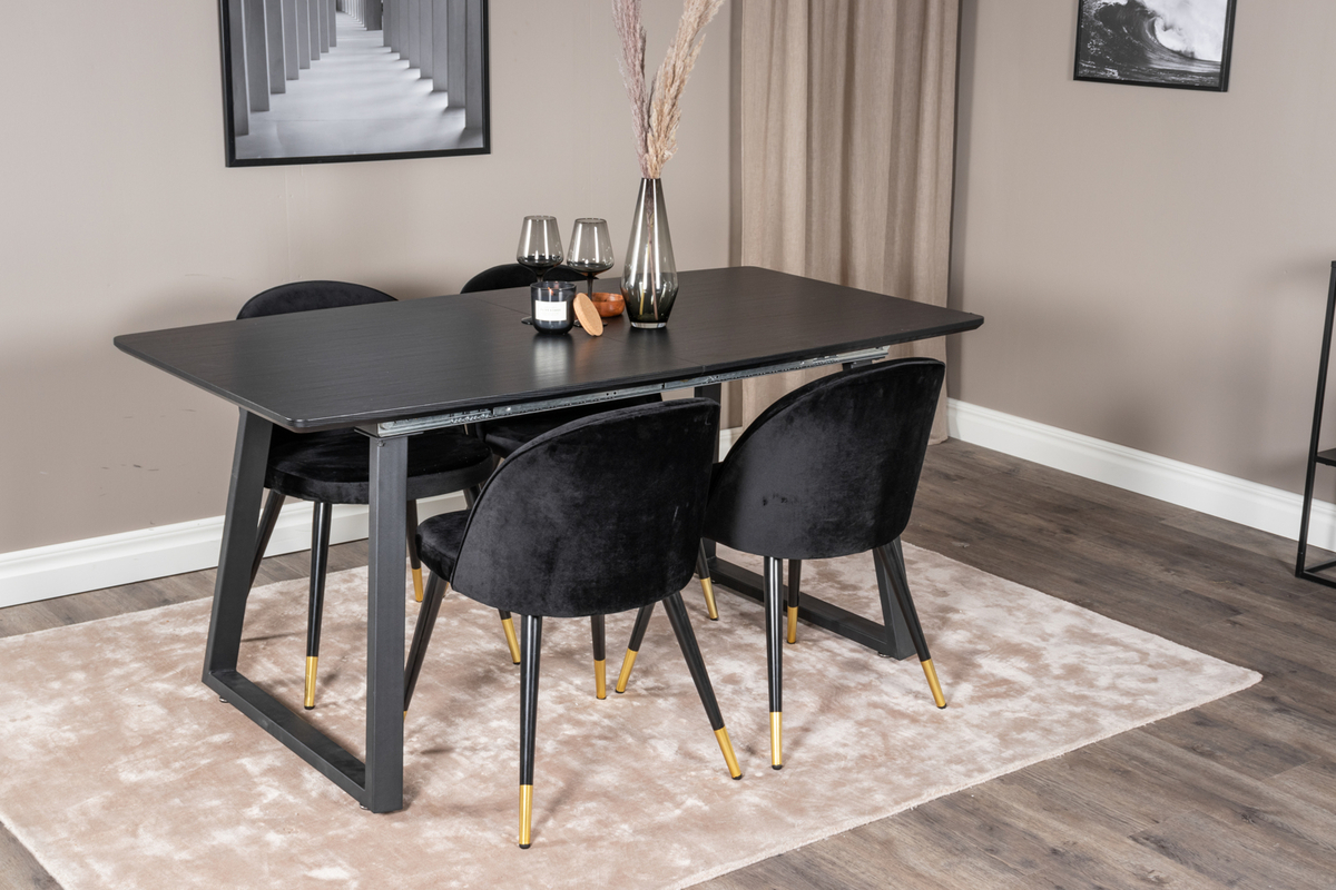 Chaise 'Elverum' - Noir/Brass