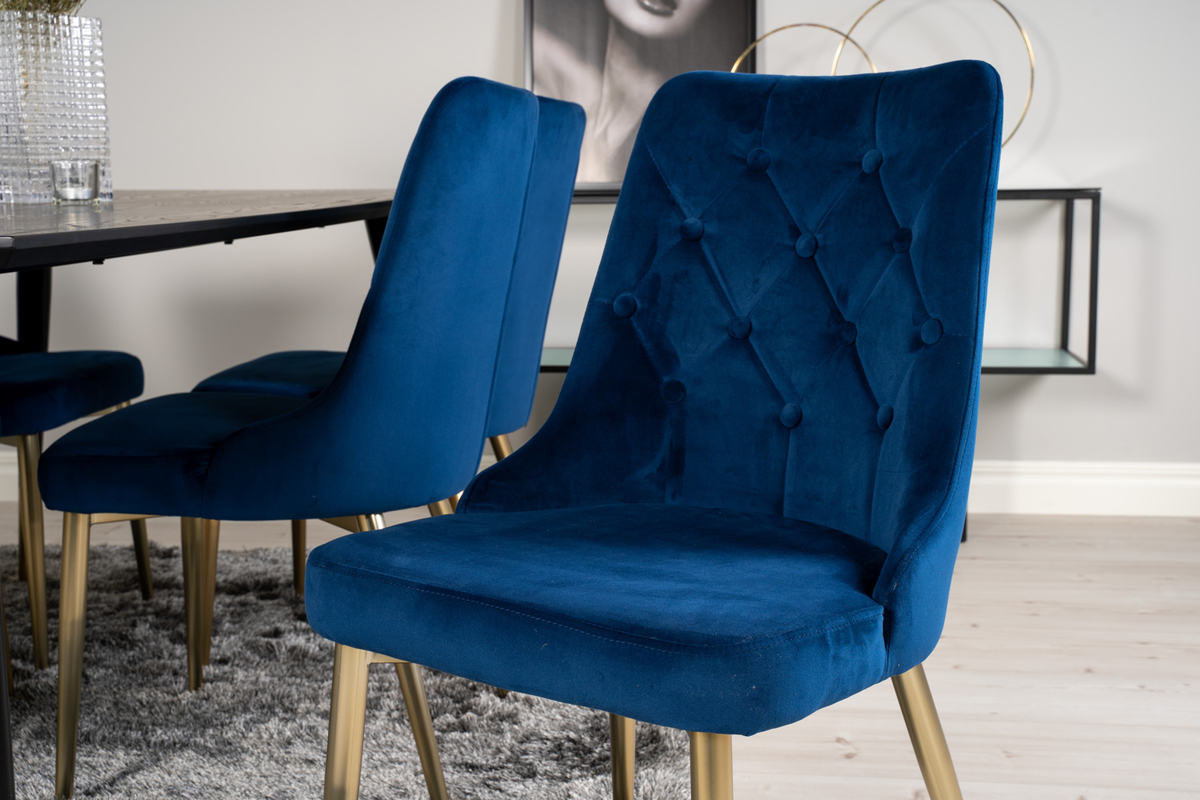 Chaise 'Elverum Deluxe' - Bleu/Brass