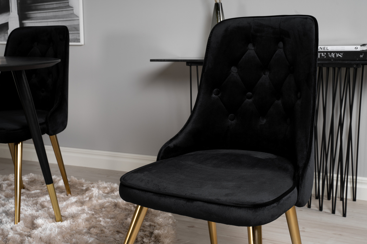 Chaise 'Elverum Deluxe' - Noir/Brass