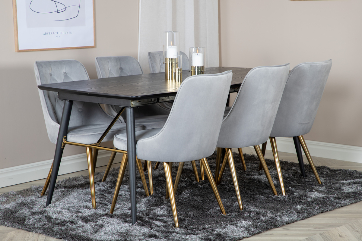 Chaise 'Elverum Deluxe' - Gris/Brass