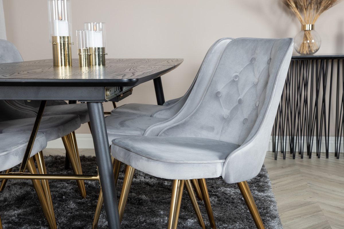 Chaise 'Elverum Deluxe' - Gris/Brass