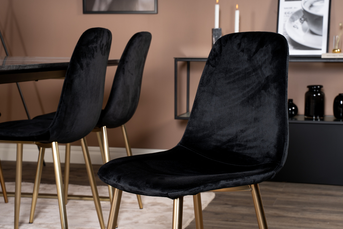 Chaise 'Eidsberg' - Noir/ Laiton