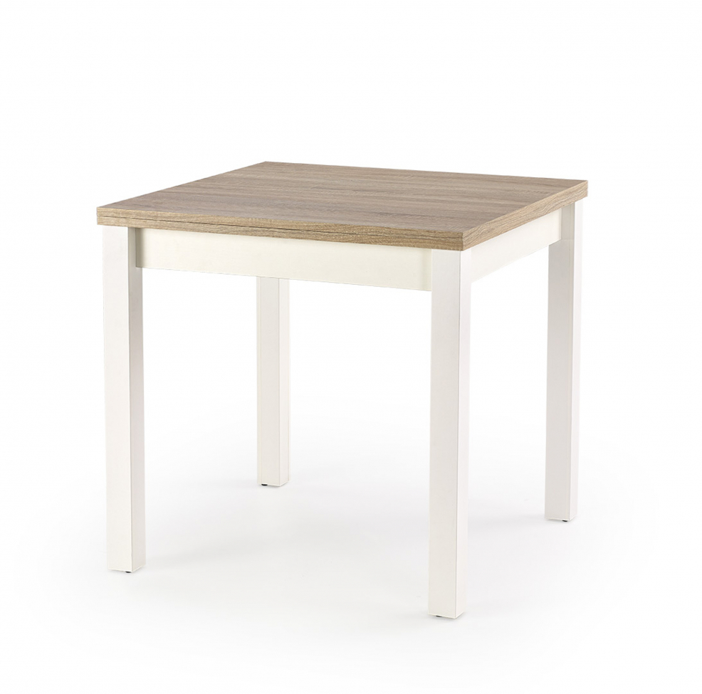 Table à manger 'Evita' 80-160x80cm - Blanc/Chêne