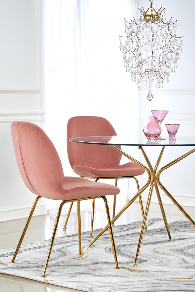 Table à manger 'Rondo' Ronde 110cm - Transparent/Or