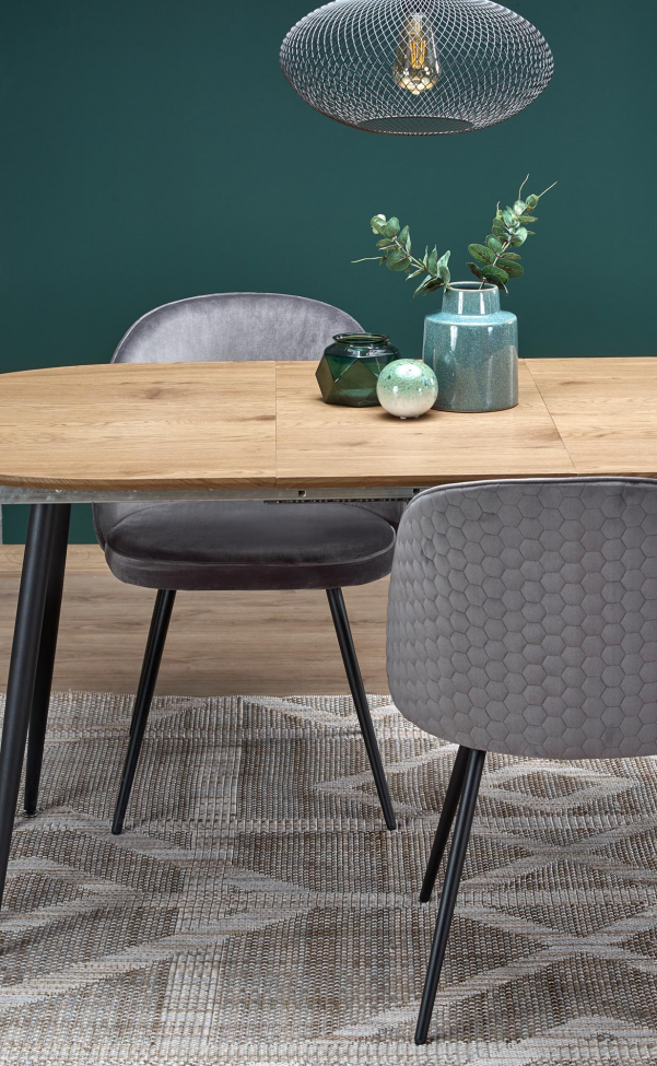 Table à manger 'Colorado' 120-160cm - Nature/noir