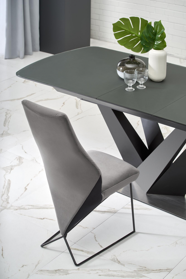 Table à manger 'Patrizio' 160-200cm - Gris/noir