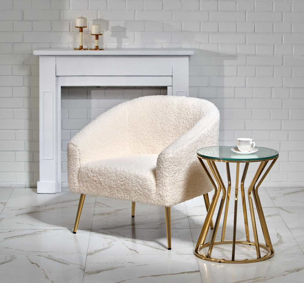 Fauteuil 'Grifon' - Blanc/laiton