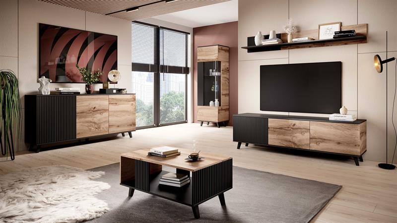 Meuble TV 'Othem' - Noir/Chêne