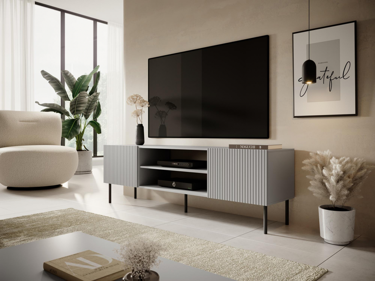Meuble TV 'Asensio' - Gris