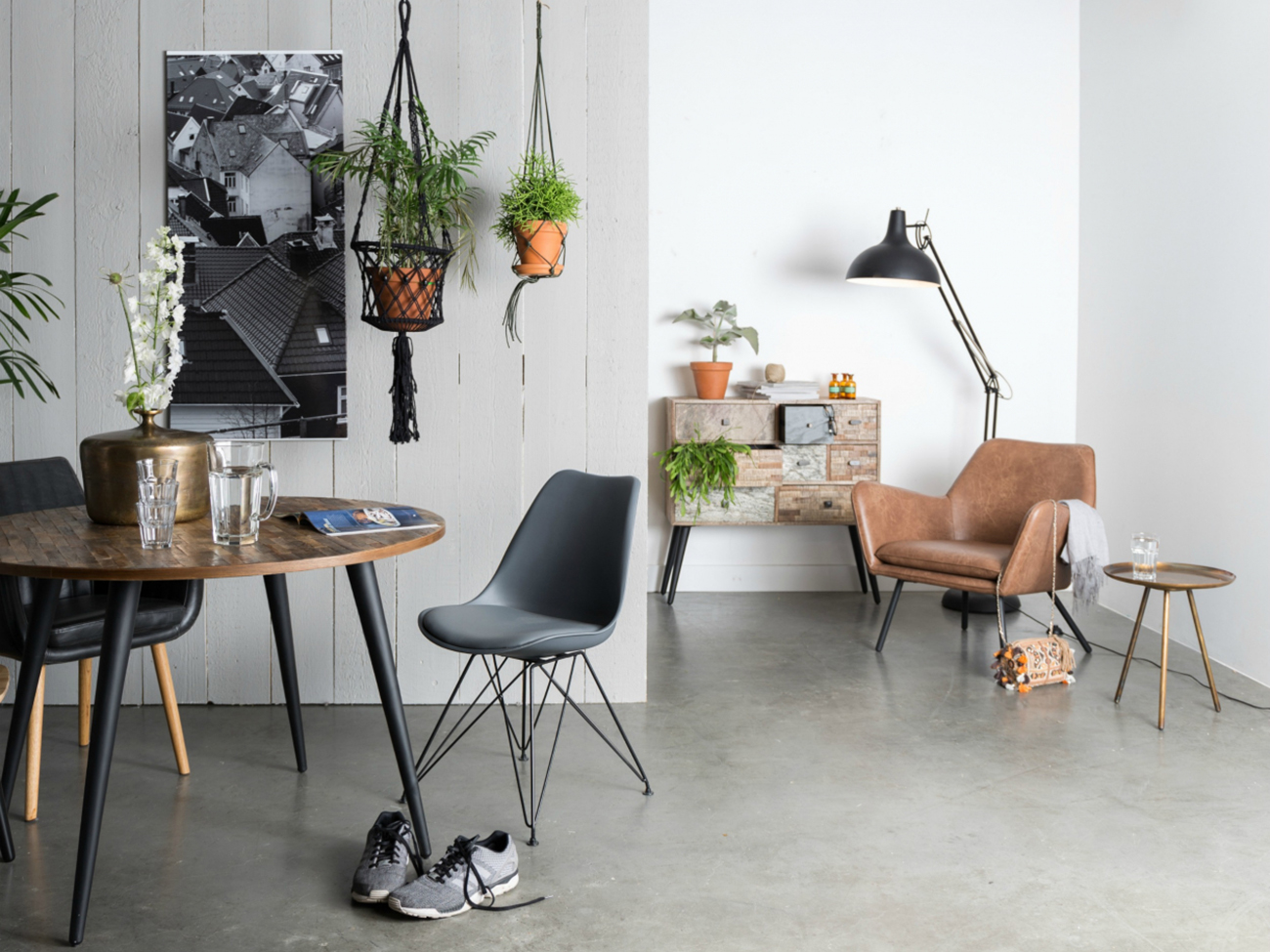 Table à manger 'Mo' Ronde 110cm - Teck/Acier