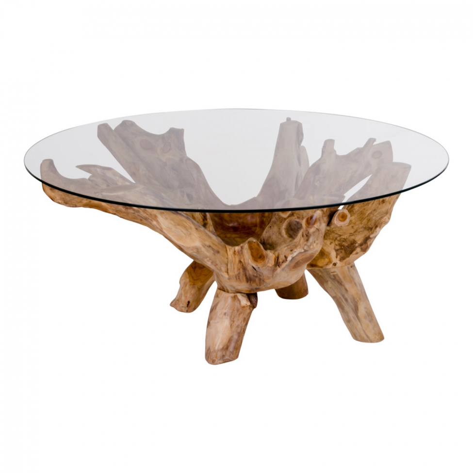 Table basse 'Amazonas' - Naturel/Verre