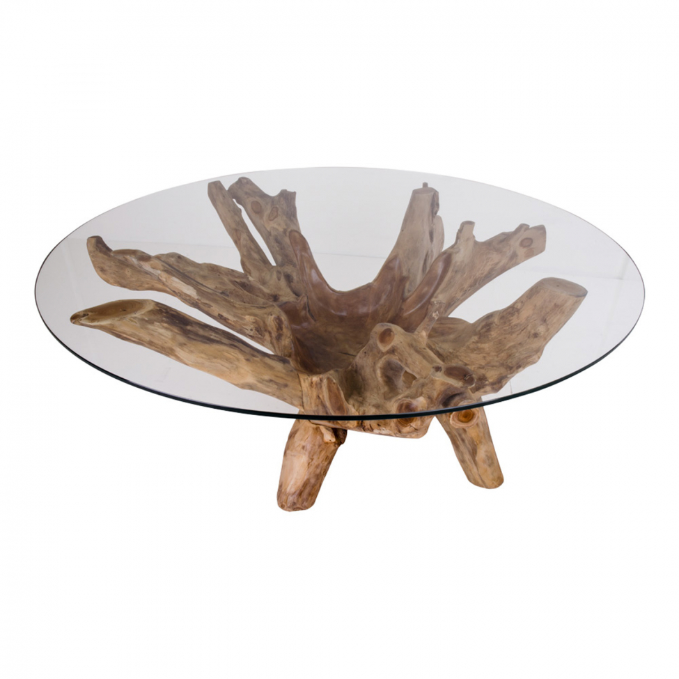 Table basse 'Amazonas' - Naturel/Verre